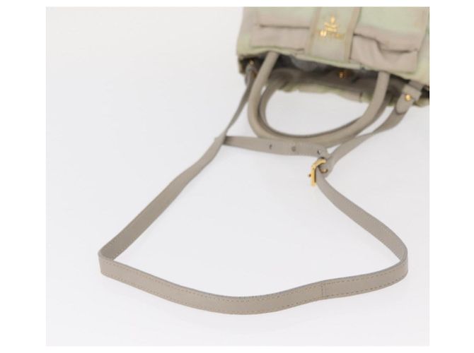 PRADA Borsa a Mano Nylon 2 vie Oro Verde Chiaro Auth 153682 D'oro - vista 9