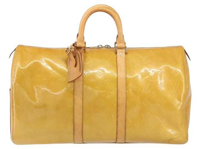 LOUIS VUITTON Borsa Boston Mercer Monogram Vernis Beige M91000 LV Auth 156517 - vista 13