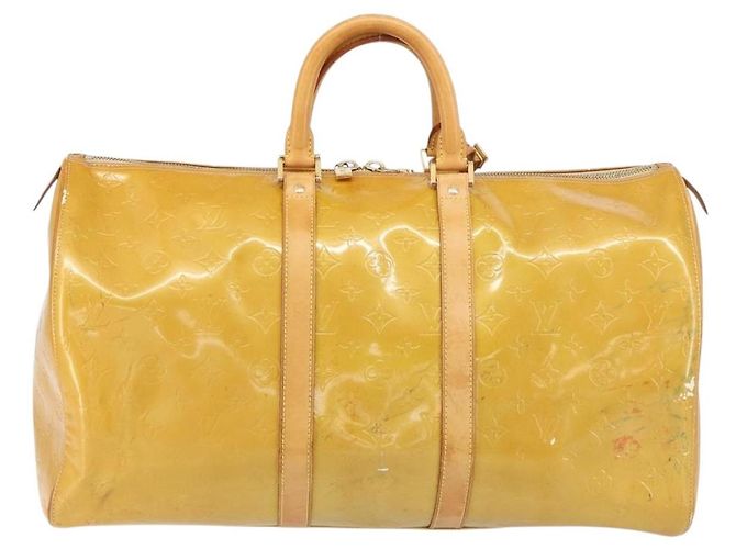 LOUIS VUITTON Borsa Boston Mercer Monogram Vernis Beige M91000 LV Auth 156517 - vista 2