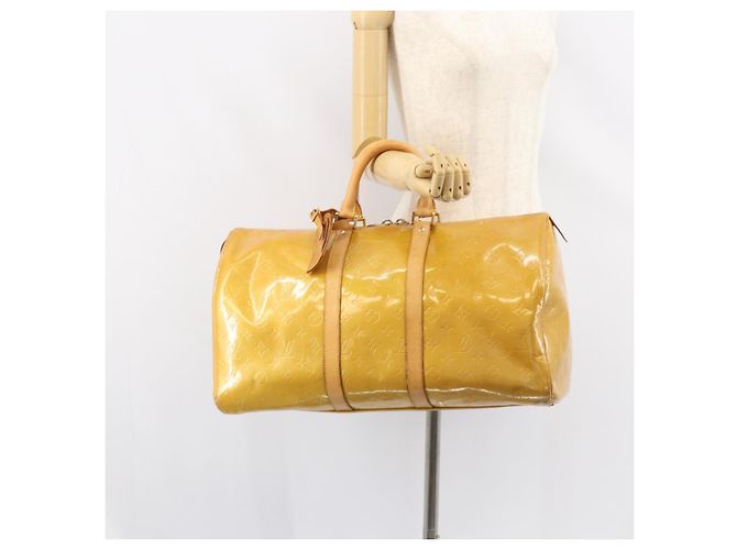 LOUIS VUITTON Borsa Boston Mercer Monogram Vernis Beige M91000 LV Auth 156517 - vista 25