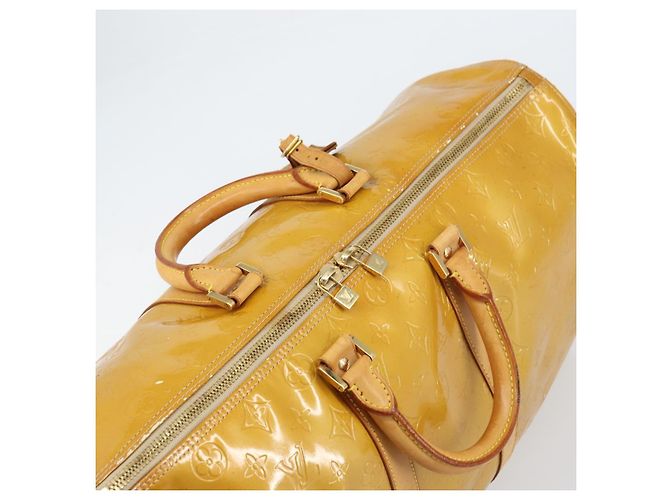 LOUIS VUITTON Borsa Boston Mercer Monogram Vernis Beige M91000 LV Auth 156517 - vista 6