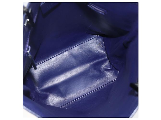 Borsa Tote GUCCI in nylon e pelle blu argento 002 1099 Auth BA9208 - vista 10