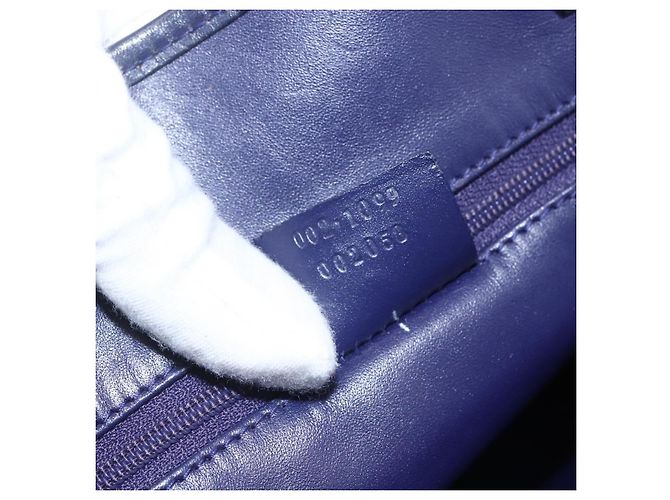 Borsa Tote GUCCI in nylon e pelle blu argento 002 1099 Auth BA9208 - vista 12