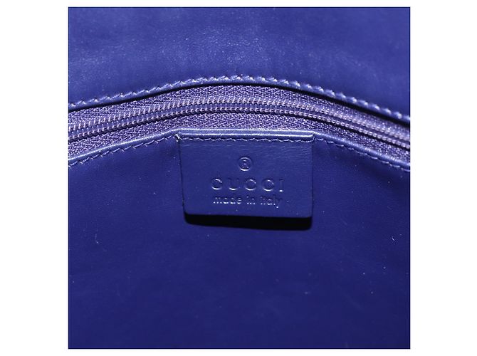 Borsa Tote GUCCI in nylon e pelle blu argento 002 1099 Auth BA9208 - vista 18