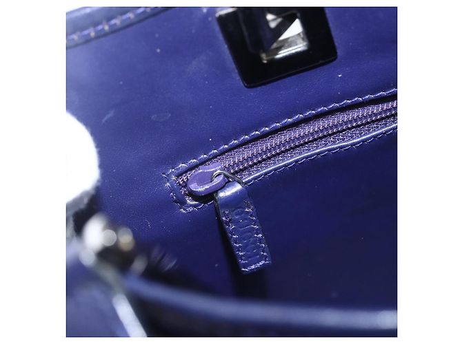Borsa Tote GUCCI in nylon e pelle blu argento 002 1099 Auth BA9208 - vista 19