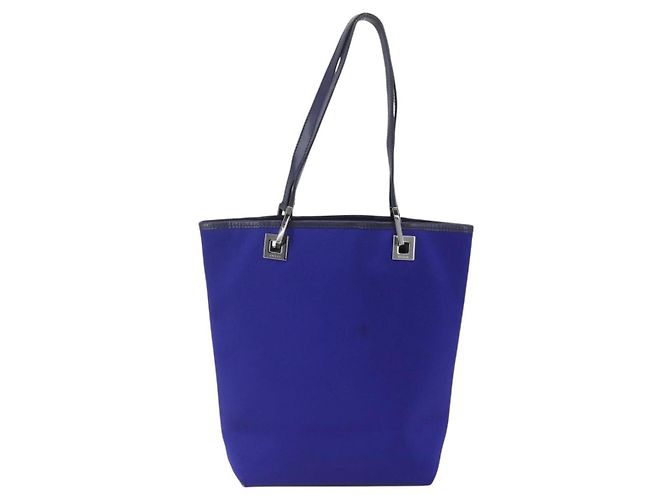Borsa Tote GUCCI in nylon e pelle blu argento 002 1099 Auth BA9208 - vista 2
