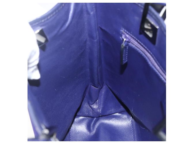 Borsa Tote GUCCI in nylon e pelle blu argento 002 1099 Auth BA9208 - vista 21