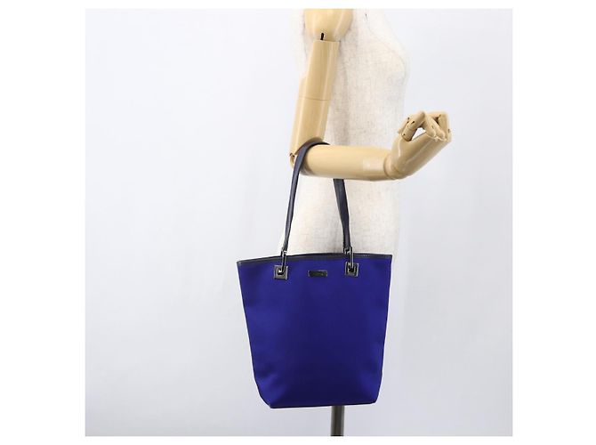 Borsa Tote GUCCI in nylon e pelle blu argento 002 1099 Auth BA9208 - vista 22