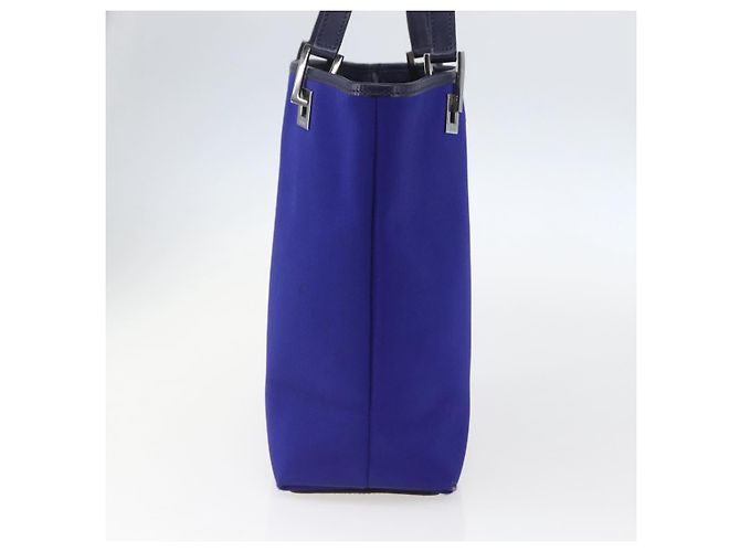 Borsa Tote GUCCI in nylon e pelle blu argento 002 1099 Auth BA9208 - vista 3