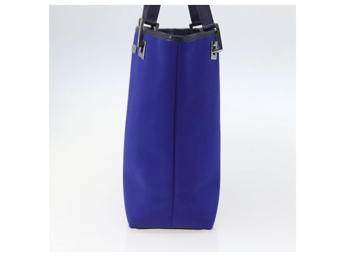 Borsa Tote GUCCI in nylon e pelle blu argento 002 1099 Auth BA9208 - vista 4