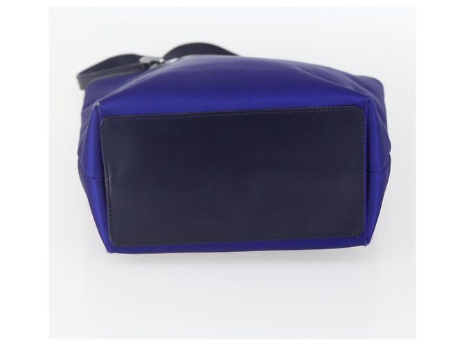 Borsa Tote GUCCI in nylon e pelle blu argento 002 1099 Auth BA9208 - vista 5