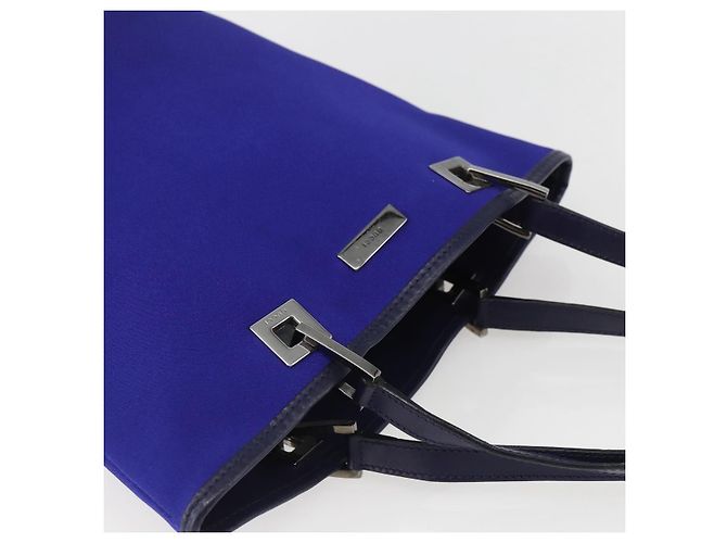 Borsa Tote GUCCI in nylon e pelle blu argento 002 1099 Auth BA9208 - vista 6