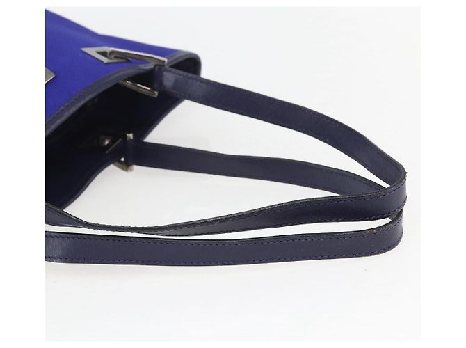 Borsa Tote GUCCI in nylon e pelle blu argento 002 1099 Auth BA9208 - vista 7