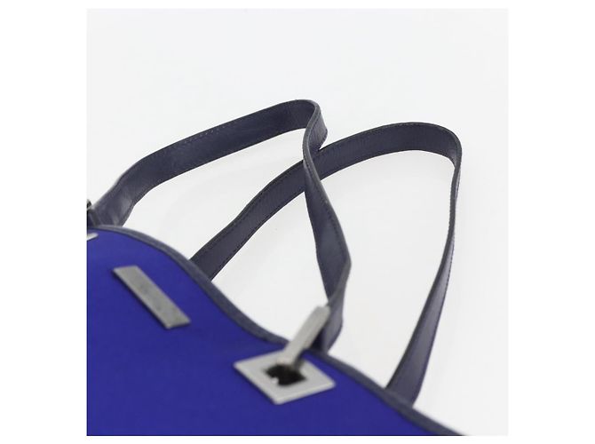 Borsa Tote GUCCI in nylon e pelle blu argento 002 1099 Auth BA9208 - vista 8