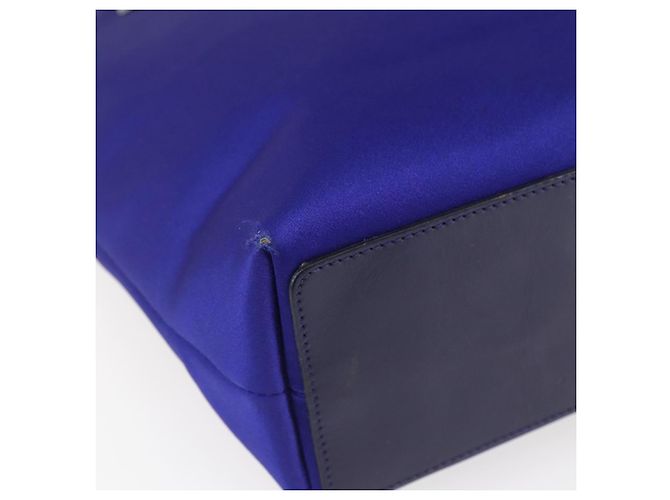 Borsa Tote GUCCI in nylon e pelle blu argento 002 1099 Auth BA9208 - vista 9