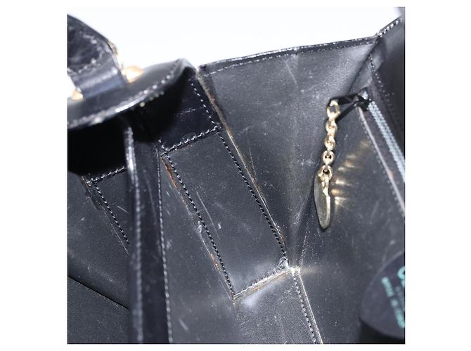 Céline Borsa a mano CELINE in pelle nera e oro Auth SW1859 Nero D'oro - vista 20