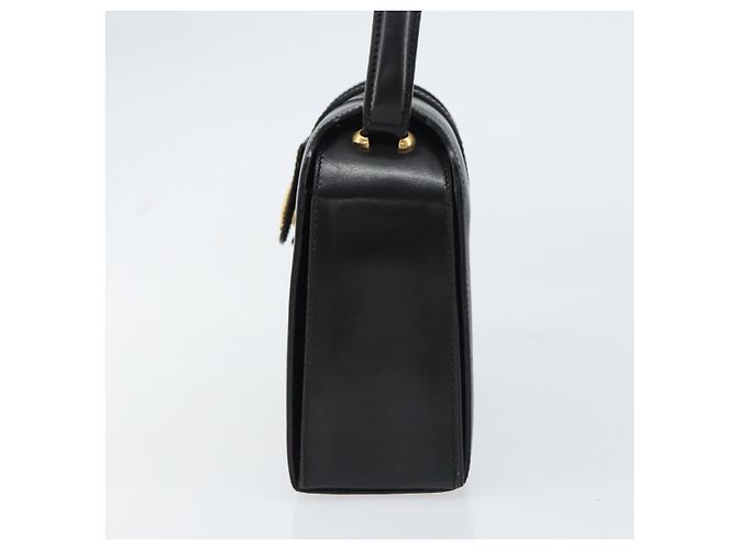 Céline Borsa a mano CELINE in pelle nera e oro Auth SW1859 Nero D'oro - vista 4