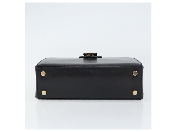 Céline Borsa a mano CELINE in pelle nera e oro Auth SW1859 Nero D'oro - vista 5