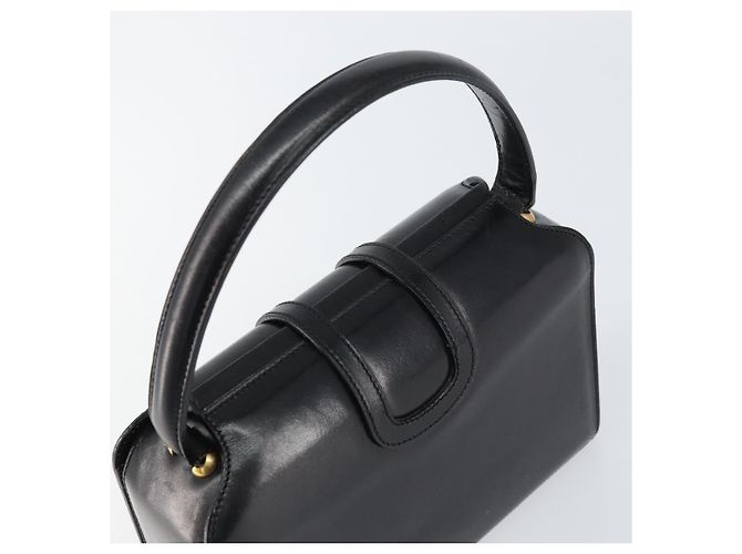 Céline Borsa a mano CELINE in pelle nera e oro Auth SW1859 Nero D'oro - vista 6