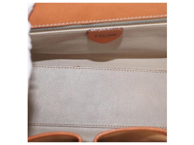 Céline Borsa a mano in tela Macadam CELINE in pelle PVC marrone oro Auth 156445 D'oro - vista 10