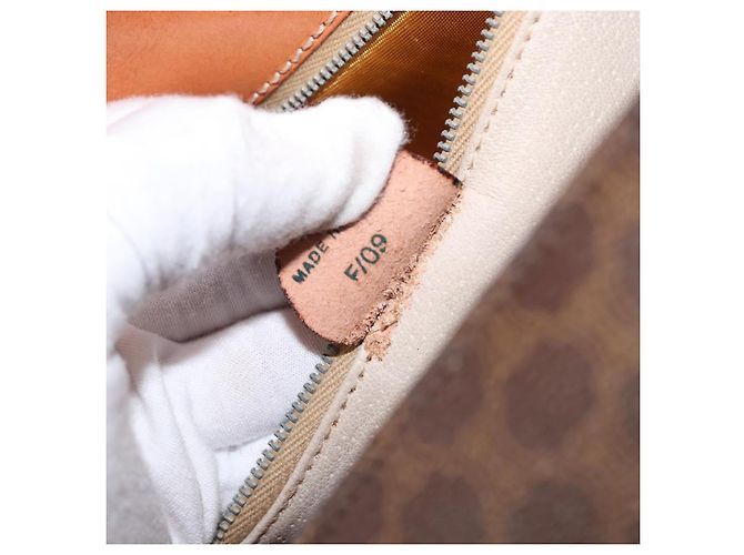 Céline Borsa a mano in tela Macadam CELINE in pelle PVC marrone oro Auth 156445 D'oro - vista 12