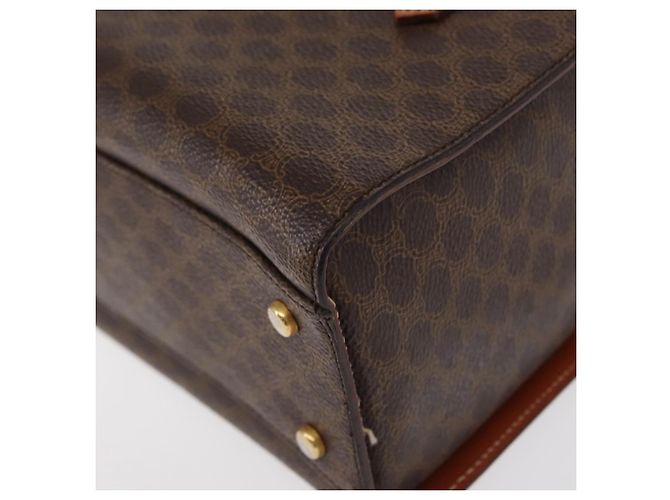 Céline Borsa a mano in tela Macadam CELINE in pelle PVC marrone oro Auth 156445 D'oro - vista 15