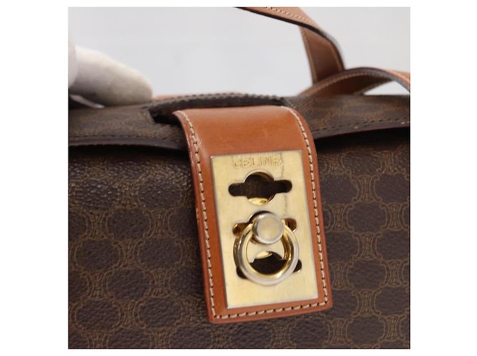 Céline Borsa a mano in tela Macadam CELINE in pelle PVC marrone oro Auth 156445 D'oro - vista 18
