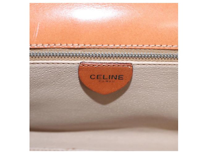 Céline Borsa a mano in tela Macadam CELINE in pelle PVC marrone oro Auth 156445 D'oro - vista 19