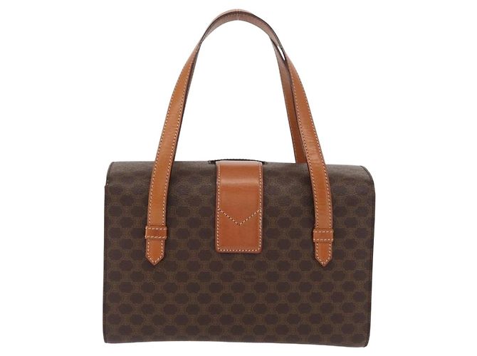 Céline Borsa a mano in tela Macadam CELINE in pelle PVC marrone oro Auth 156445 D'oro - vista 2