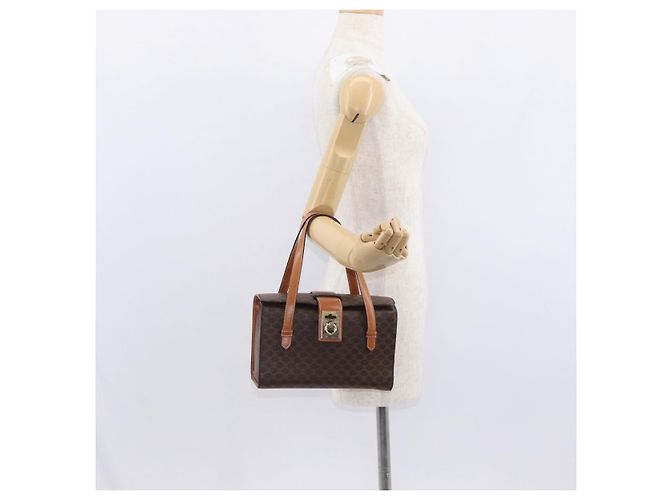 Céline Borsa a mano in tela Macadam CELINE in pelle PVC marrone oro Auth 156445 D'oro - vista 25