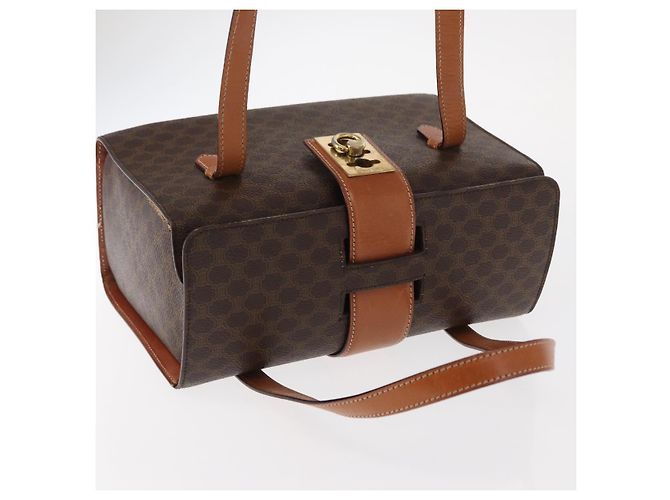 Céline Borsa a mano in tela Macadam CELINE in pelle PVC marrone oro Auth 156445 D'oro - vista 6