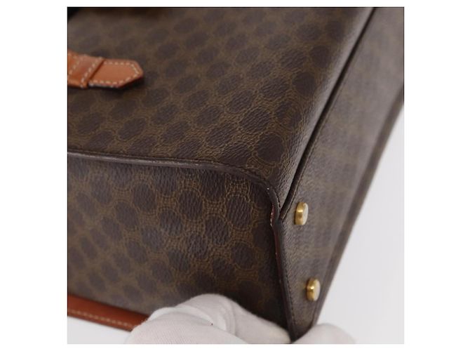 Céline Borsa a mano in tela Macadam CELINE in pelle PVC marrone oro Auth 156445 D'oro - vista 8