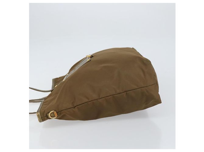 Borsa Tote Prada in Nylon Marrone Oro Auth 156457 D'oro - vista 4