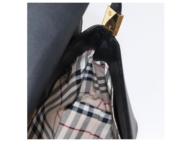 Borsa a mano in pelle nera e oro BURBERRY Auth ep12272 Nero D'oro - vista 19