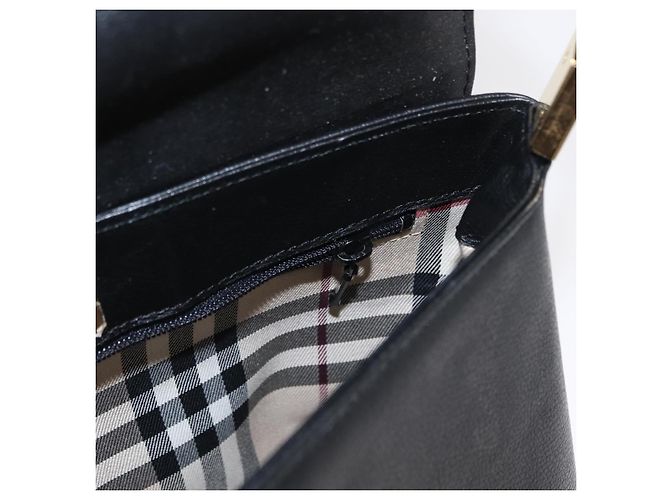 Borsa a mano in pelle nera e oro BURBERRY Auth ep12272 Nero D'oro - vista 21