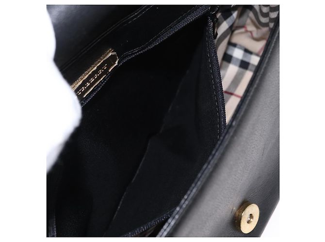 Borsa a mano in pelle nera e oro BURBERRY Auth ep12272 Nero D'oro - vista 22