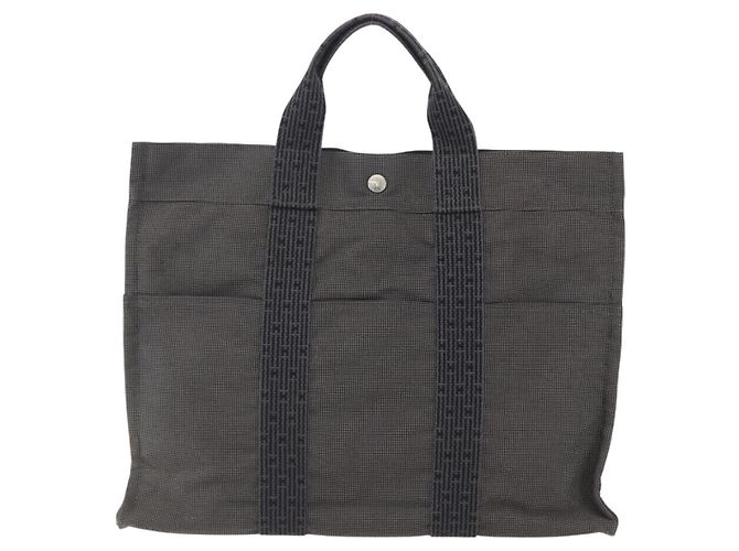 Hermès HERMES Handtasche Her Line MM Canvas Grau Silber Auth 153727 Braun - Ansicht 13