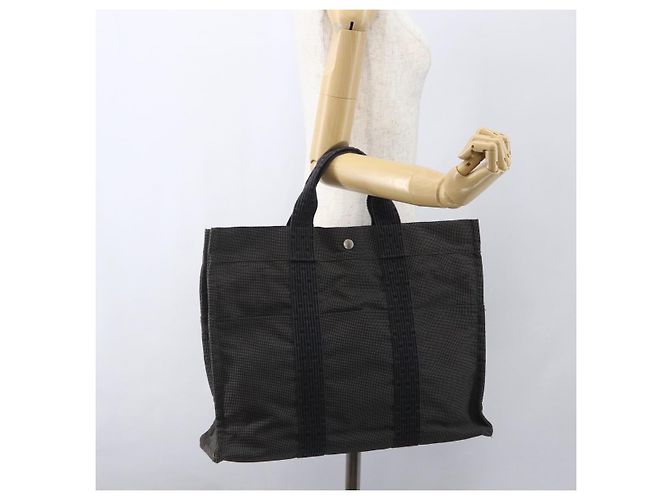 Hermès HERMES Handtasche Her Line MM Canvas Grau Silber Auth 153727 Braun - Ansicht 19