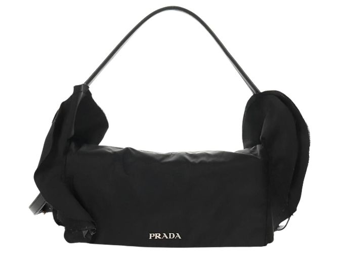 PRADA Borsa a Mano con Volant in Nylon 2 in 1 Argento Nero Auth am10099V - vista 13