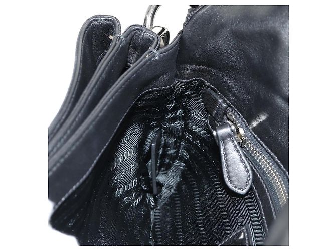 PRADA Borsa a Mano con Volant in Nylon 2 in 1 Argento Nero Auth am10099V - vista 20