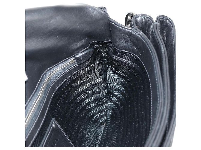 PRADA Borsa a Mano con Volant in Nylon 2 in 1 Argento Nero Auth am10099V - vista 21
