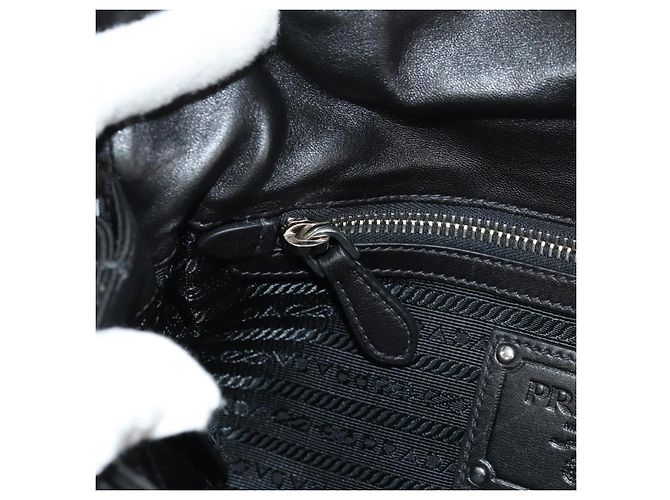 PRADA Borsa a Mano con Volant in Nylon 2 in 1 Argento Nero Auth am10099V - vista 24