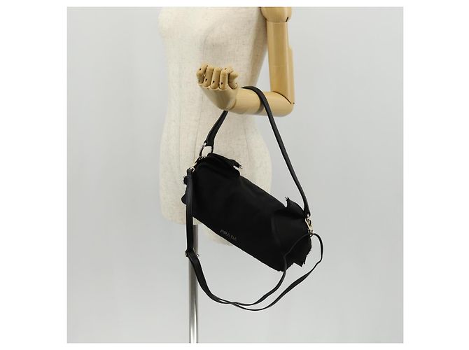 PRADA Borsa a Mano con Volant in Nylon 2 in 1 Argento Nero Auth am10099V - vista 26