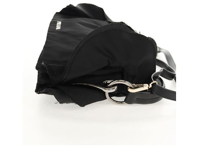 PRADA Borsa a Mano con Volant in Nylon 2 in 1 Argento Nero Auth am10099V - vista 4