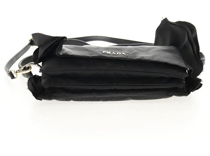 PRADA Borsa a Mano con Volant in Nylon 2 in 1 Argento Nero Auth am10099V - vista 5