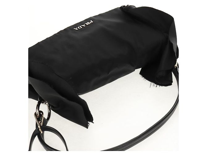 PRADA Borsa a Mano con Volant in Nylon 2 in 1 Argento Nero Auth am10099V - vista 6
