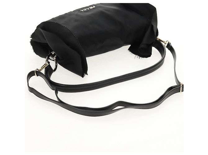 PRADA Borsa a Mano con Volant in Nylon 2 in 1 Argento Nero Auth am10099V - vista 7