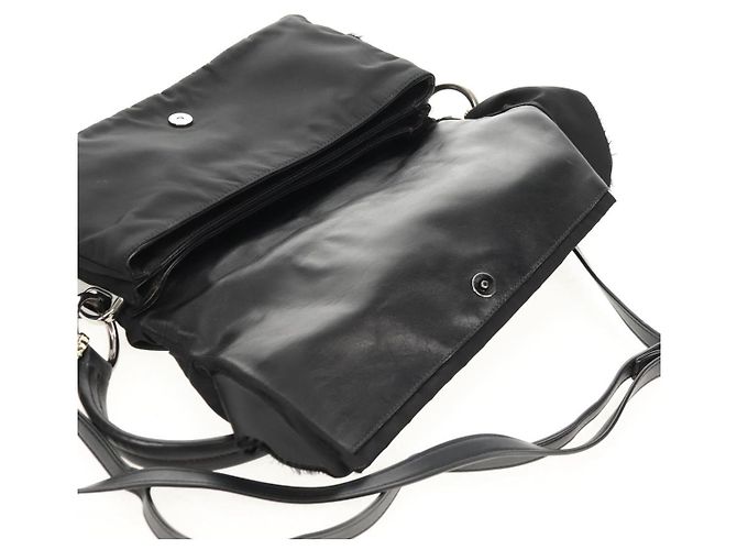 PRADA Borsa a Mano con Volant in Nylon 2 in 1 Argento Nero Auth am10099V - vista 9