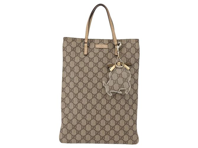 Borsa a mano GG Supreme in PVC beige e argento di GUCCI 117551 Auth gh1449 - vista 13