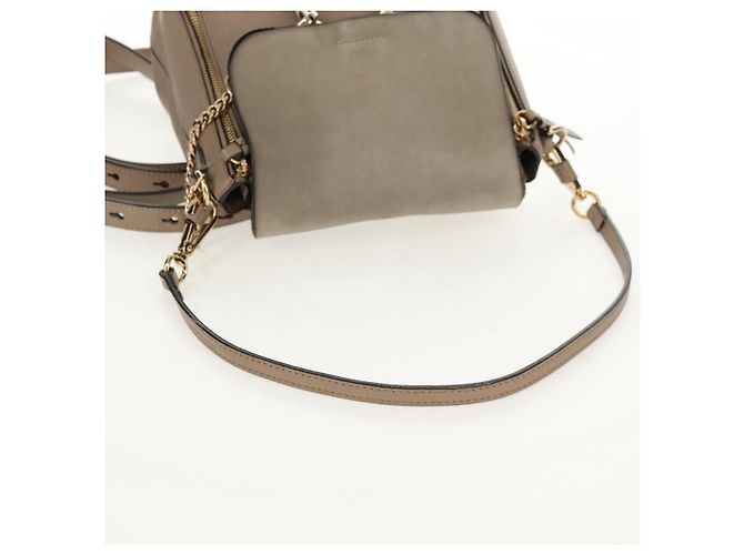 Chloé Chloe Fay Backpack Suede Leather 2way Beige Gold Auth BA8868 Golden - view 19